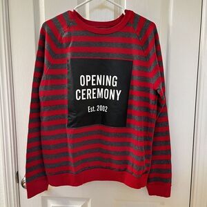 Opening Ceremony Red and Gray Striped Crewneck Sweatshirt Women's Size Medium